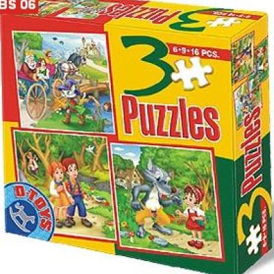 Motanul încălțat, Căsuța, Scufița Roșie - PUZZLE PENTRU COPII